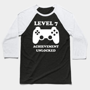 Level 7 Achievement Unlocked Gamer Next Level 7 years old birthday Baseball T-Shirt